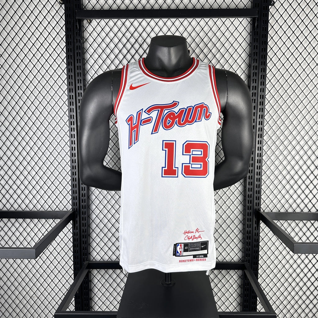 Houston Rockets 2025-26 city edition basketball jersey side angle view in team colors for basketball fans