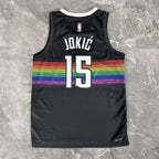 Denver Nuggets 2025-26 city edition basketball jersey close-up of team logo embroidery in team colors for basketball fans