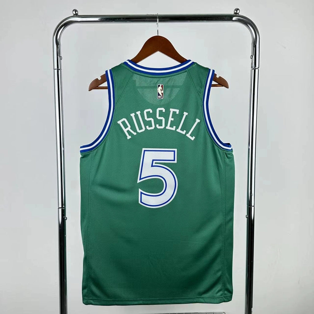 Dallas Mavericks 2025-26 throwback edition basketball jersey back view in green for basketball fans