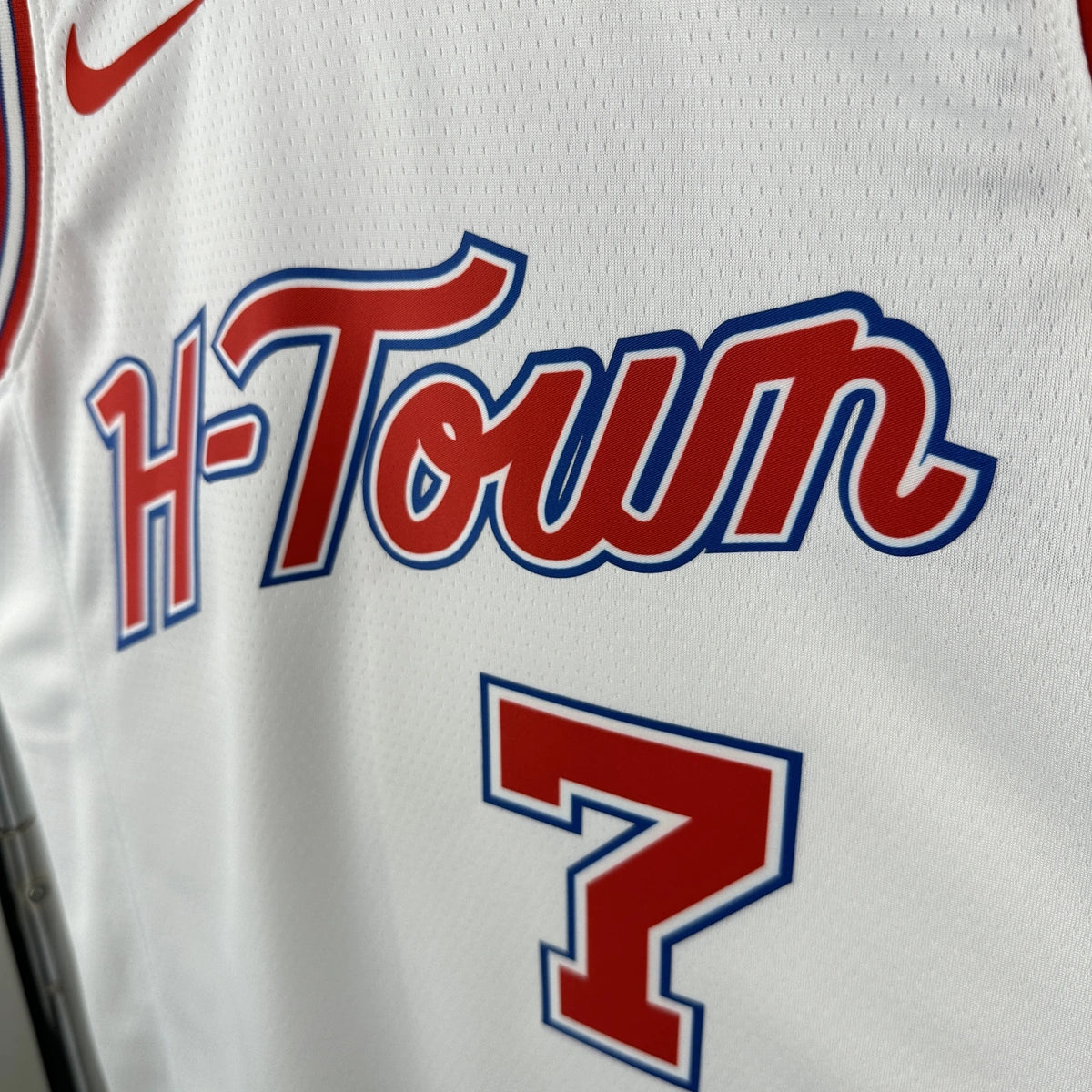 Houston Rockets 2025-26 city edition basketball jersey angled back view in team colors for basketball fans
