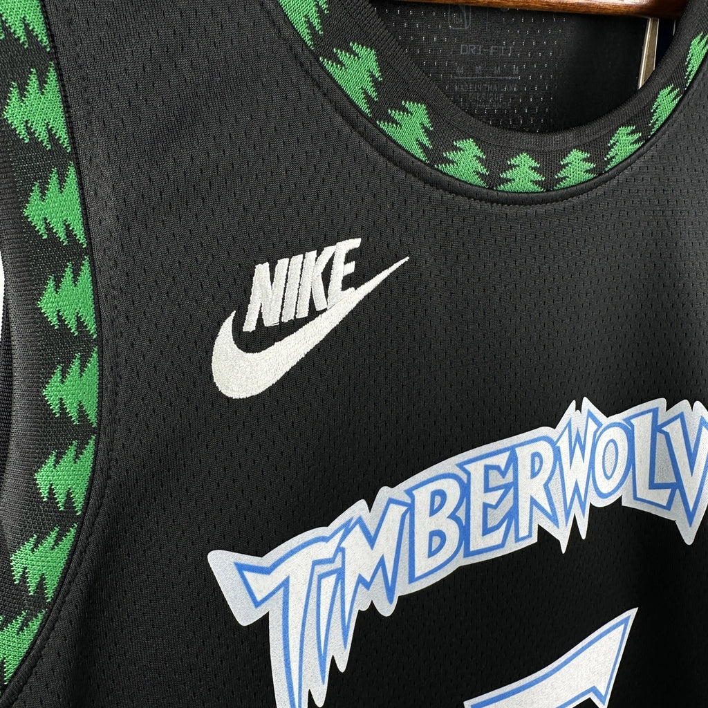 Minnesota Timberwolves 2025-26 throwback edition basketball jersey side angle view in team colors for basketball fans