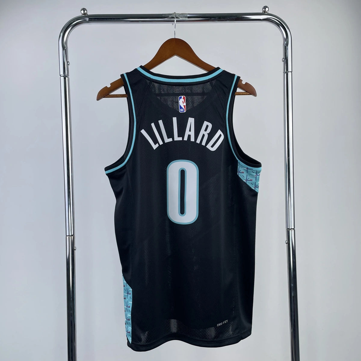 Portland Trail Blazers 2025-26 away basketball jersey back view in black for basketball fans