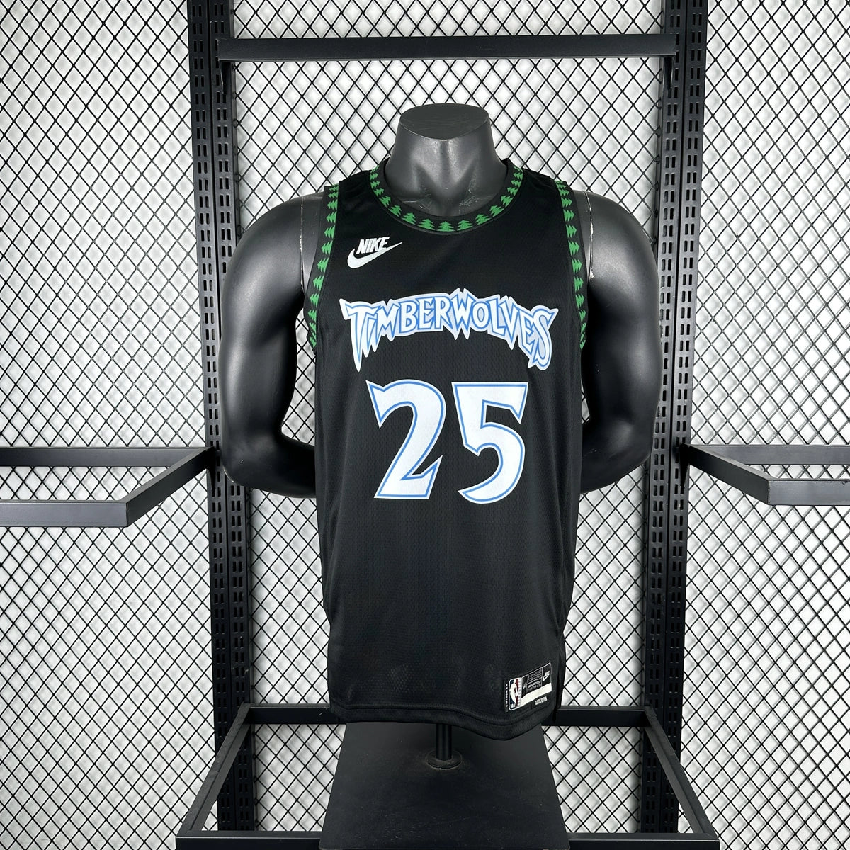 Minnesota Timberwolves 2025-26 throwback edition basketball jersey side angle view in team colors for basketball fans