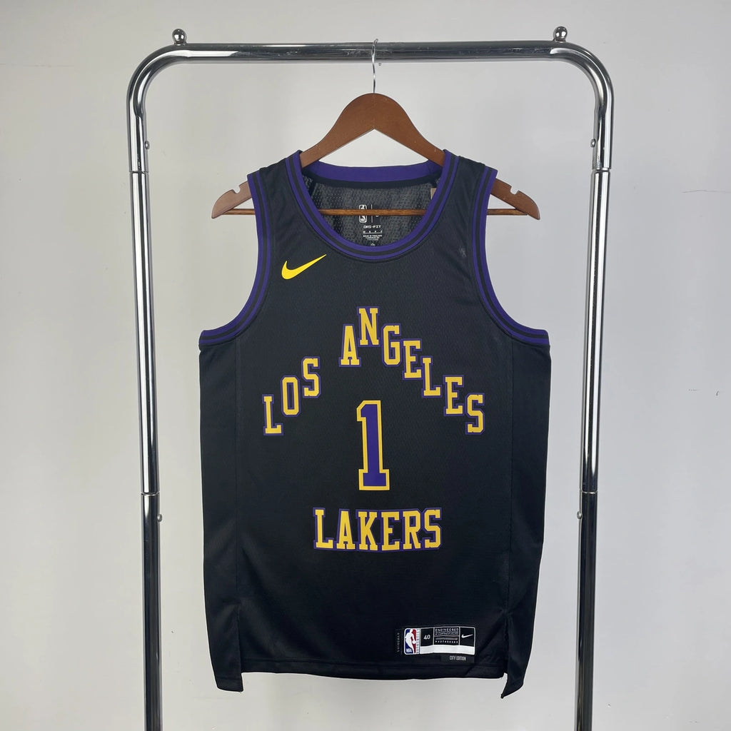 Los Angeles Lakers 2025-26 city edition basketball jersey close-up of jock tag and hem details in team colors for basketball fans