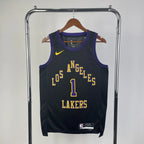 Los Angeles Lakers 2025-26 city edition basketball jersey close-up of jock tag and hem details in team colors for basketball fans