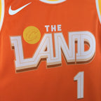 Cleveland Cavaliers 2025-26 city edition basketball jersey close-up of team logo embroidery in team colors for basketball fans
