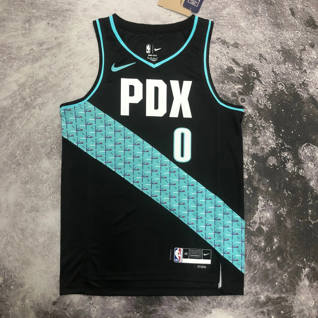 Portland Trail Blazers 2025-26 city edition basketball jersey side angle view in team colors for basketball fans
