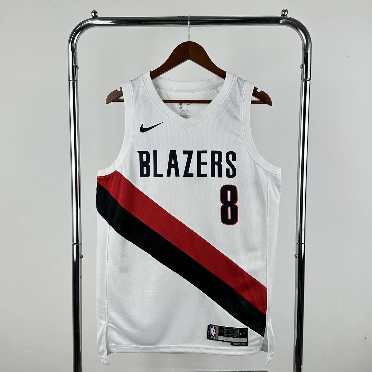Portland Trail Blazers 2025-26 away basketball jersey front view in black for basketball fans