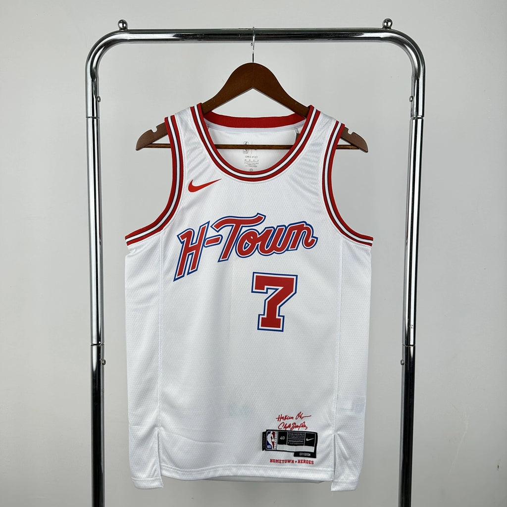Houston Rockets 2025-26 city edition basketball jersey front view in team colors for basketball fans