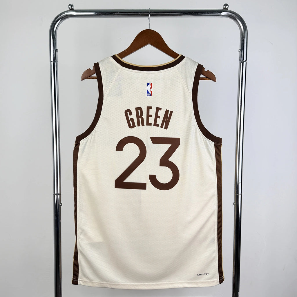 Golden State Warriors 2025-26 city edition basketball jersey back view in team colors for basketball fans