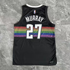 Denver Nuggets 2025-26 city edition basketball jersey close-up of team logo embroidery in team colors for basketball fans