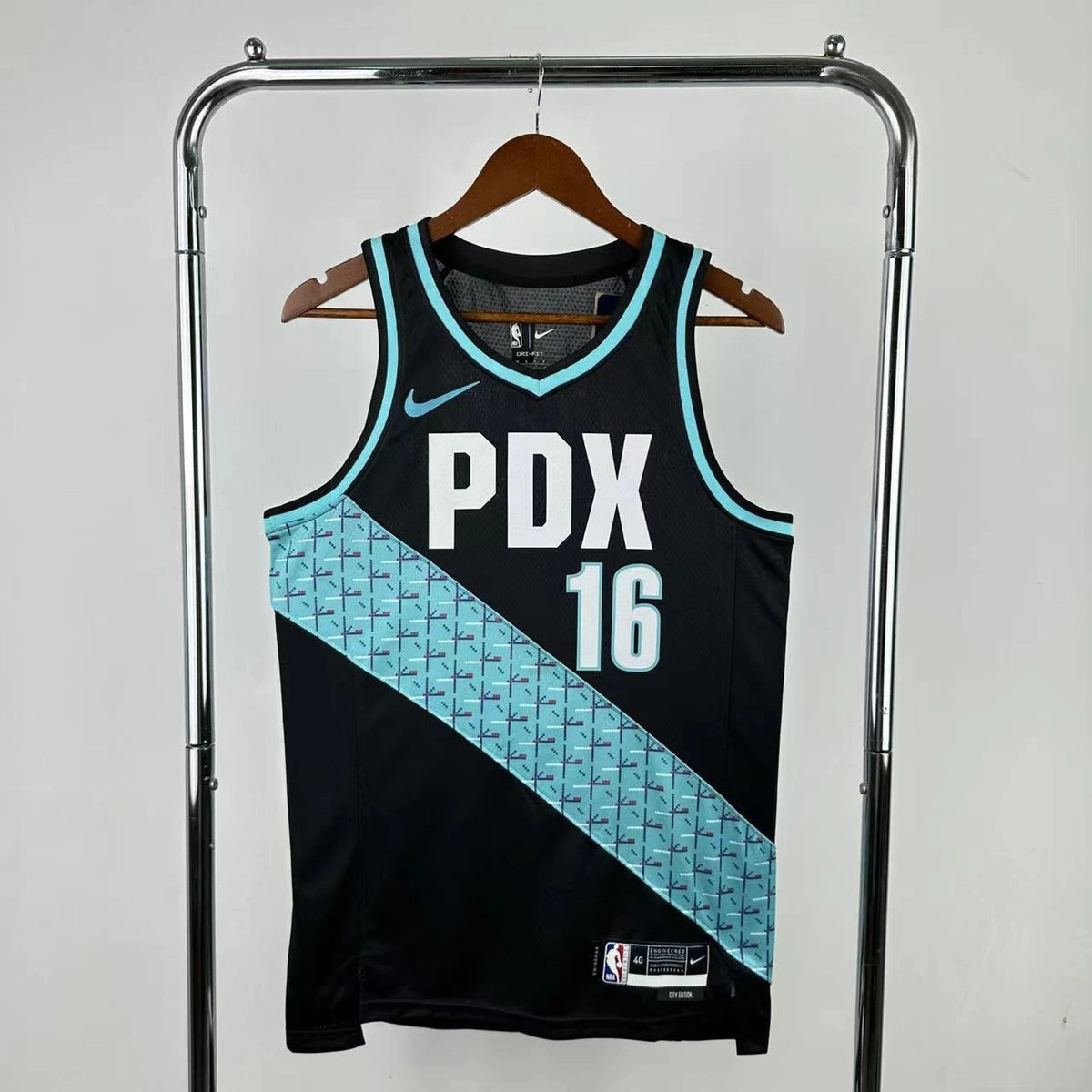 Portland Trail Blazers 2025-26 home basketball jersey detailed side view in team colors for basketball fans