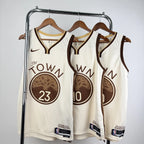Golden State Warriors 2025-26 city edition basketball jersey side angle view in team colors for basketball fans