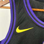 Los Angeles Lakers 2025-26 city edition basketball jersey close-up of collar and neckline stitching in team colors for basketball fans