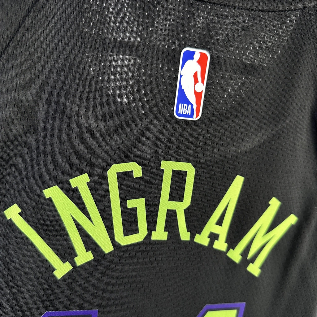 New Orleans Pelicans 2025-26 city edition basketball jersey close-up of team logo embroidery in team colors for basketball fans
