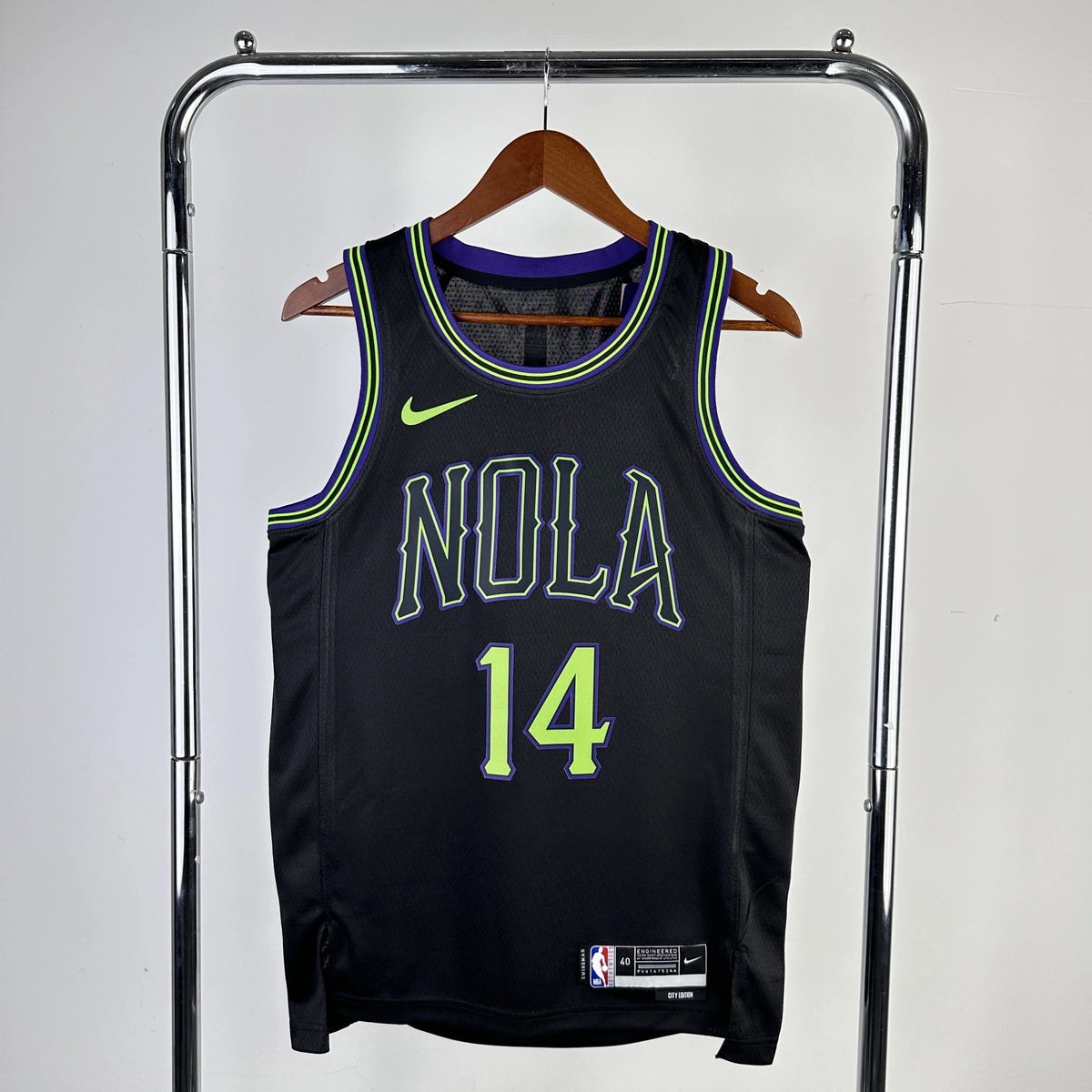 New Orleans Pelicans 2025-26 city edition basketball jersey front view in team colors for basketball fans