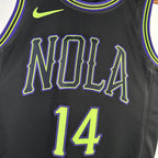 New Orleans Pelicans 2025-26 city edition basketball jersey close-up of moisture-wicking fabric texture in team colors for basketball fans