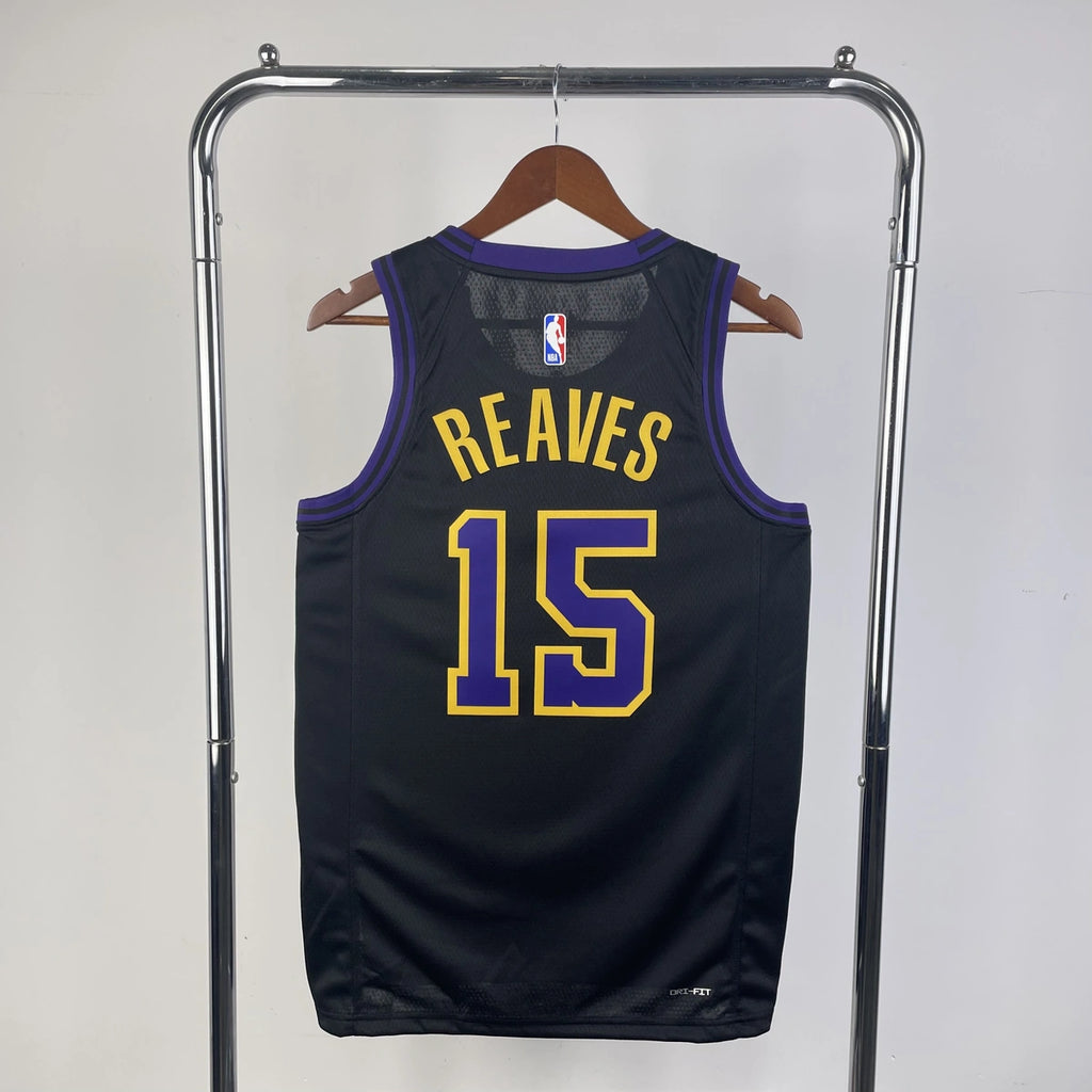 Los Angeles Lakers 2025-26 city edition basketball jersey back view in team colors for basketball fans