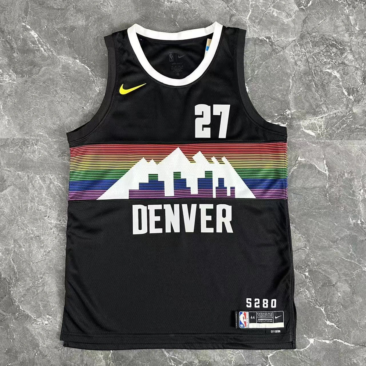 Denver Nuggets 2025-26 city edition basketball jersey side angle view in team colors for basketball fans