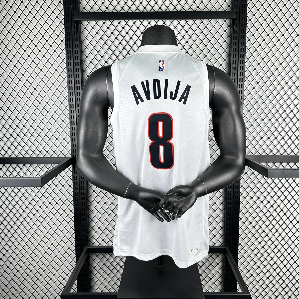 Portland Trail Blazers 2025-26 away basketball jersey angled front view in black for basketball fans