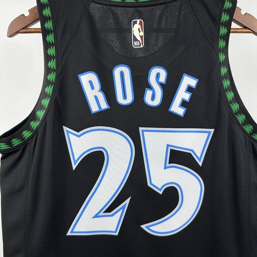 Minnesota Timberwolves 2025-26 throwback edition basketball jersey angled back view in team colors for basketball fans